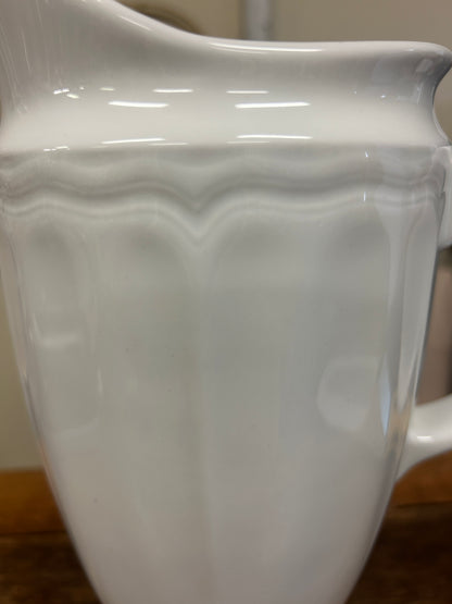 White Pillivuyt Queen Anne Pitcher France, 10"