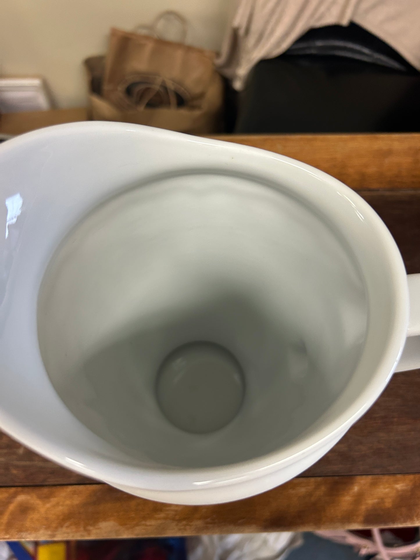White Pillivuyt Queen Anne Pitcher France, 10"