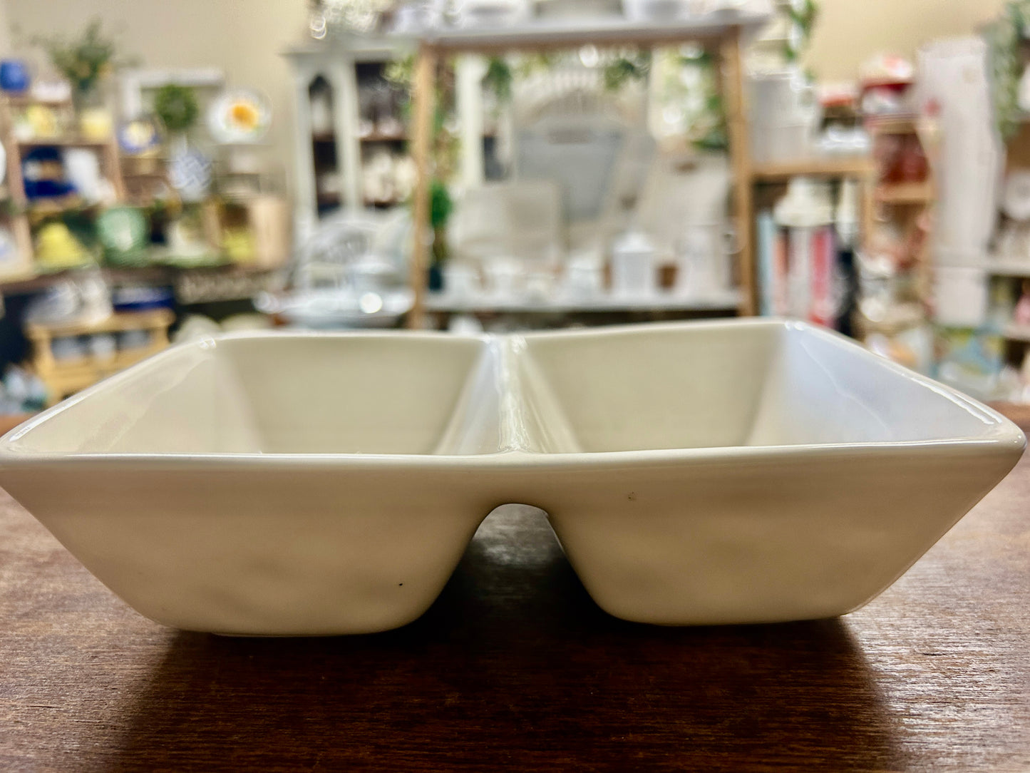 White Rae Dunn SKETCH & INK 2 Section Bowl, 7 1/2"