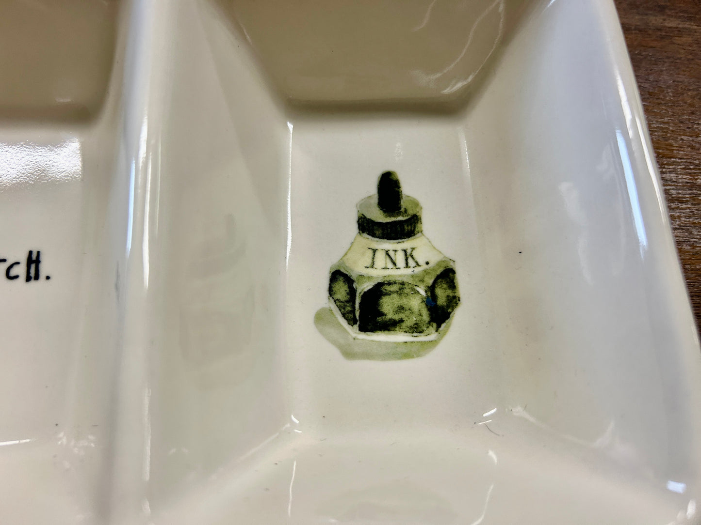 White Rae Dunn SKETCH & INK 2 Section Bowl, 7 1/2"