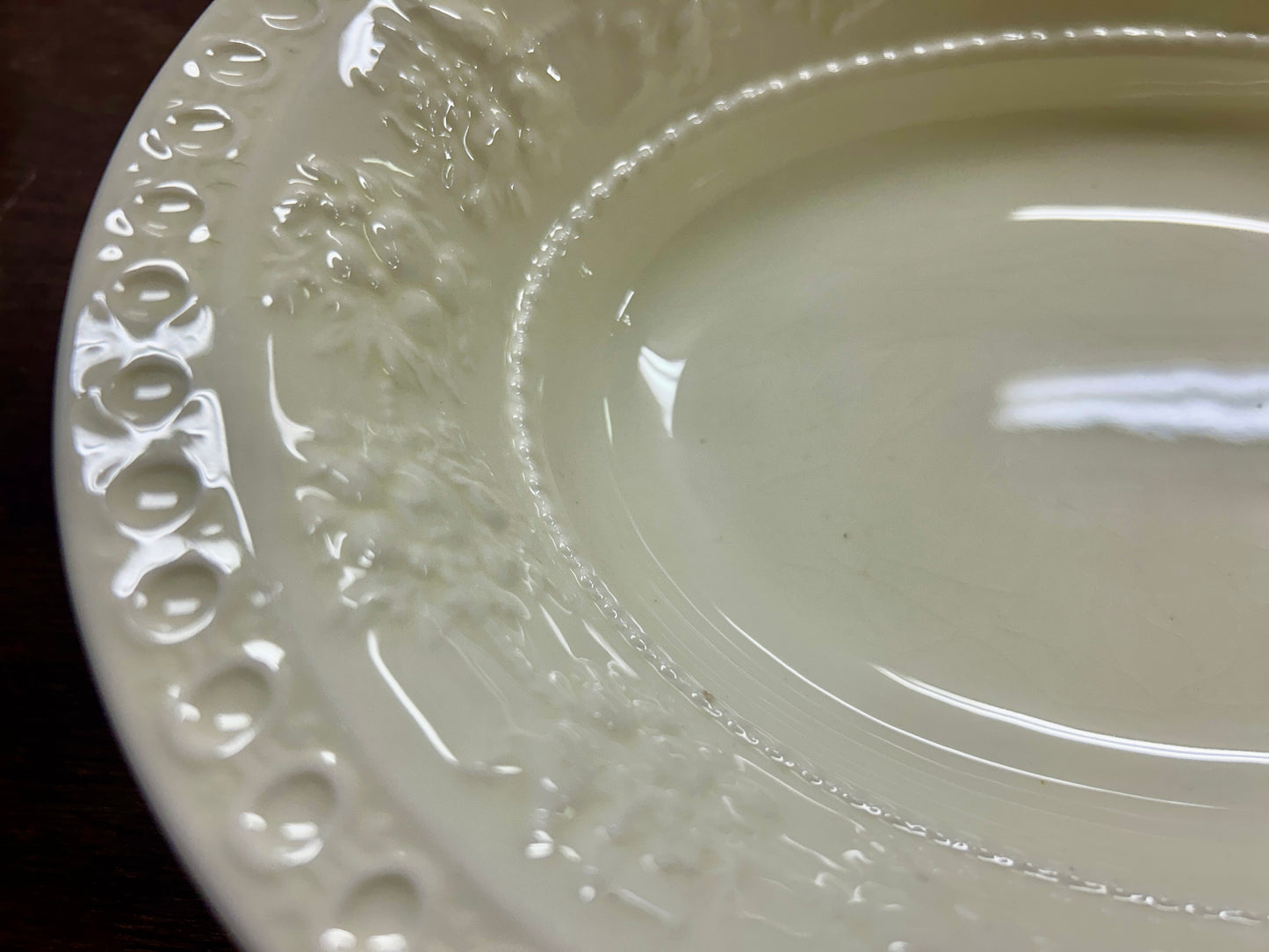 Cream Wedgwood Wellesley Oval Bowl England, 10 1/2"