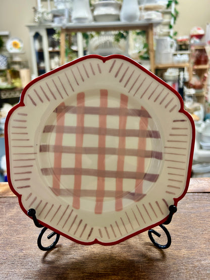 Pink Purple Red ANTHROPOLOGIE Vaisselle Pink & Purple Stripes Plate, 6 3/4"