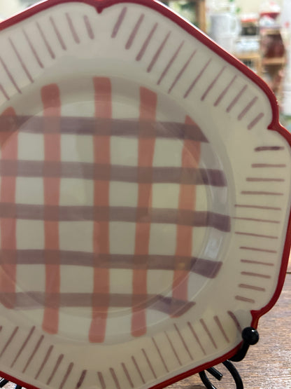 Pink Purple Red ANTHROPOLOGIE Vaisselle Pink & Purple Stripes Plate, 6 3/4"