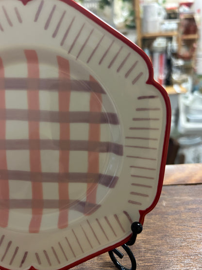 Pink Purple Red ANTHROPOLOGIE Vaisselle Pink & Purple Stripes Plate, 6 3/4"