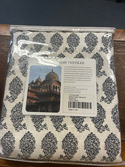 Blue & White John Robshaw NEW Indigo 90" Round Tablecloth, 90"