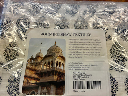 Blue & White John Robshaw NEW Indigo Napkins 4 pcs., 22"