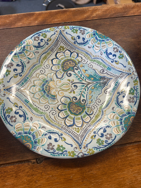 222 Fifth Aisha Blue Flower Plate, 9"