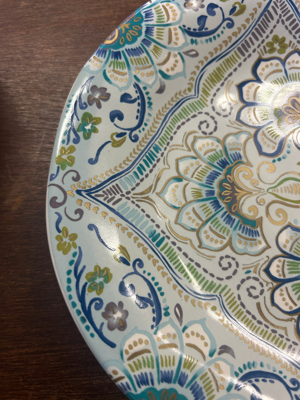222 Fifth Aisha Blue Flower Plate, 9"