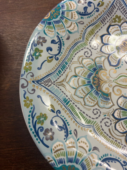 222 Fifth Aisha Blue Flower Plate, 9"
