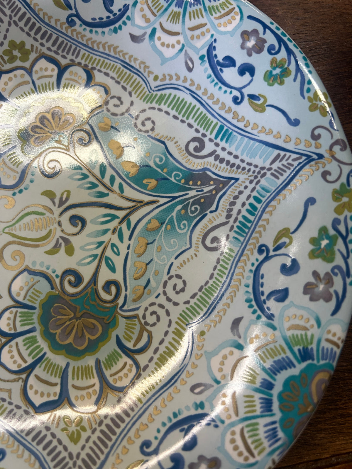 222 Fifth Aisha Blue Flower Plate, 9"