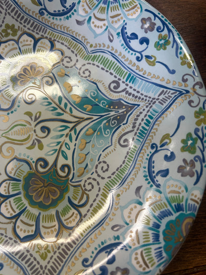 222 Fifth Aisha Blue Flower Plate, 9"