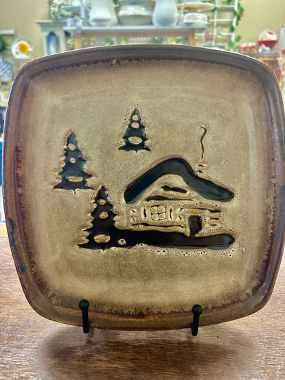 Brown Home Studio Woodland Square Plate, 9"