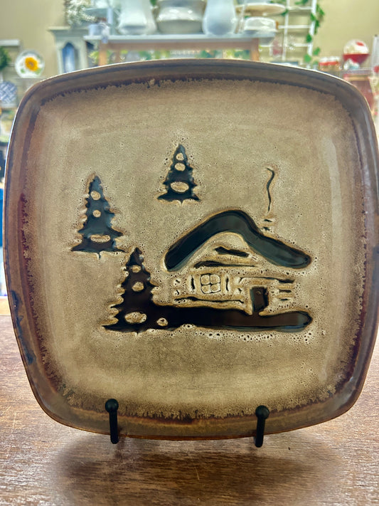 Brown Home Studio Woodland Square Plate, 9"