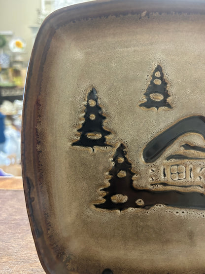 Brown Home Studio Woodland Square Plate, 9"