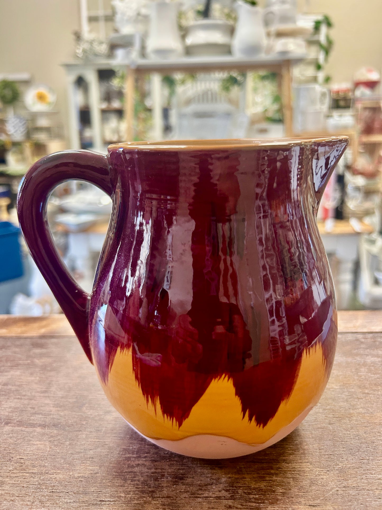 Stone Pitcher Cranberry Orange Glaze, 6"