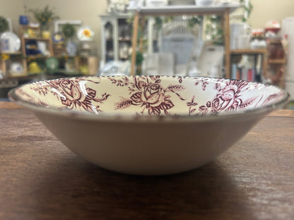 Cranberry Wood & Sons Colonial Rose Bowl England, 6 1/2"