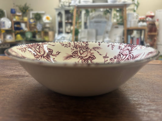 Cranberry Wood & Sons Colonial Rose Bowl England, 6 1/2"