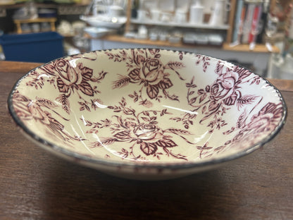 Cranberry Wood & Sons Colonial Rose Bowl England, 6 1/2"