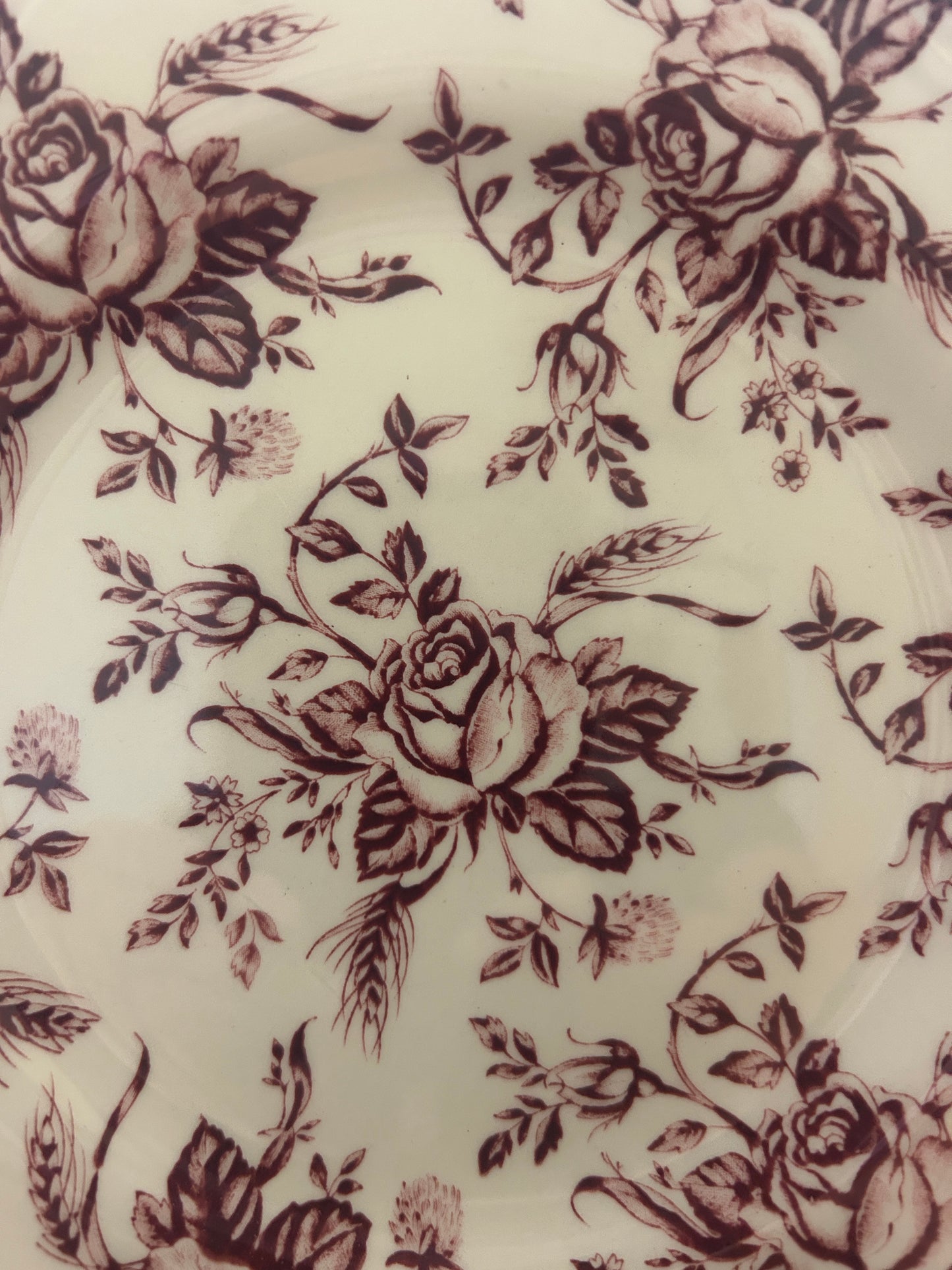 Cranberry Wood & Sons Colonial Rose Plate England, 7 3/4"