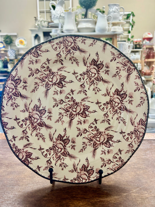 Cranberry Wood & Sons Colonial Rose Plate England, 10 3/4"