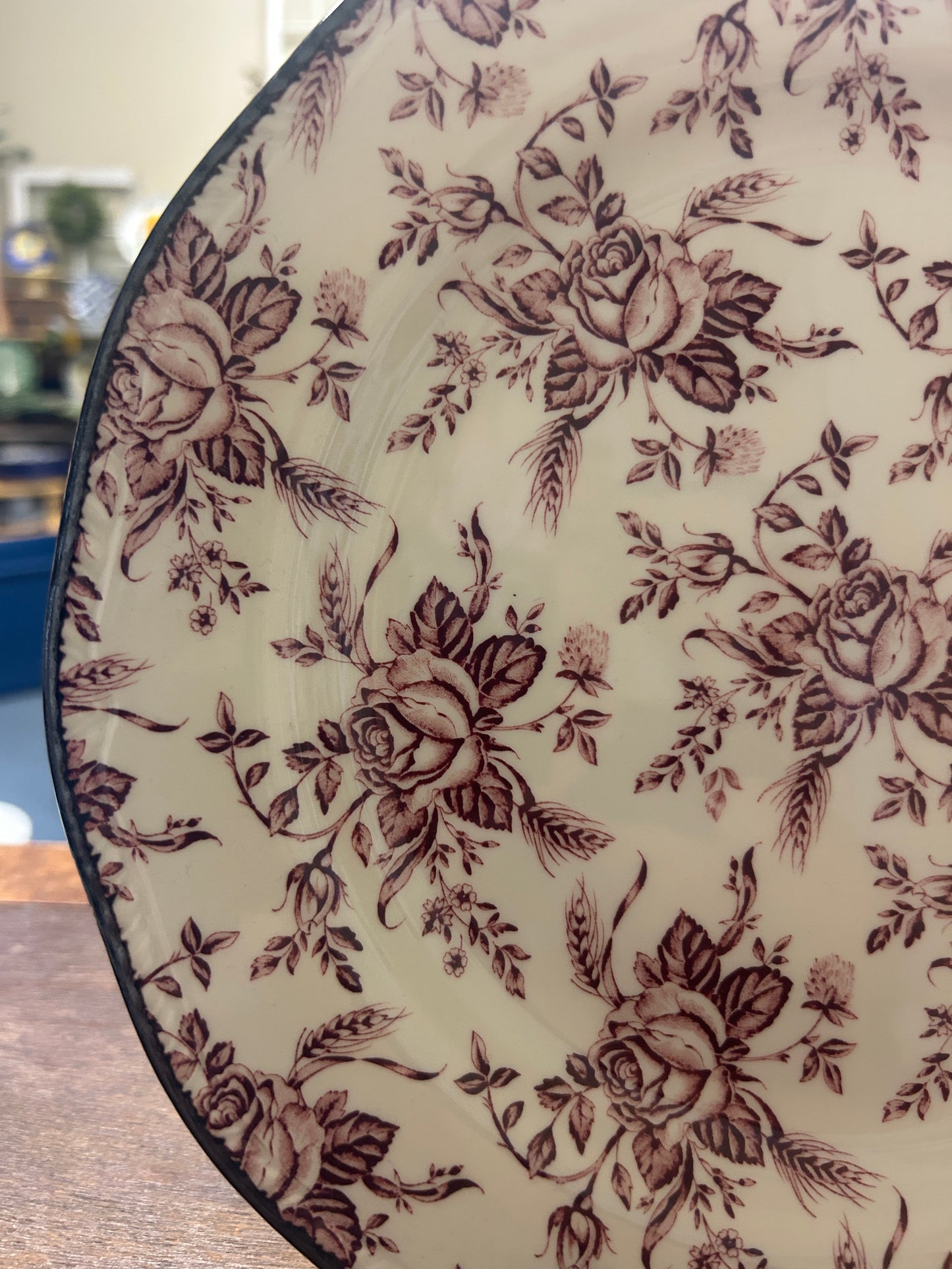 Cranberry Wood & Sons Colonial Rose Plate England, 10 3/4"
