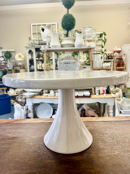 White Rae Dunn TASTY Cake Stand, 7 1/2"