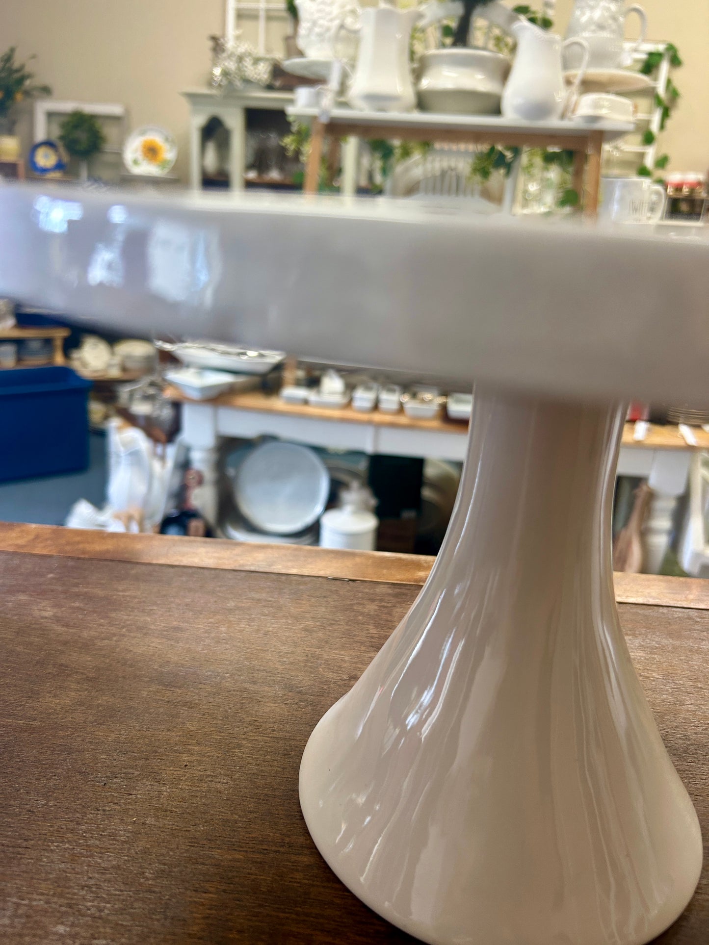 White Rae Dunn TASTY Cake Stand, 7 1/2"