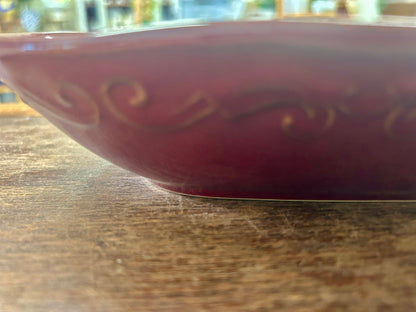Tastefully Simple Cranberry Oblong Bowl, 14"