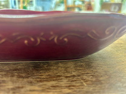 Tastefully Simple Cranberry Oblong Bowl, 14"
