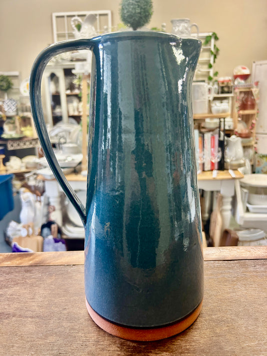 New York Stoneware Stoneware Blue Pitcher, 11"