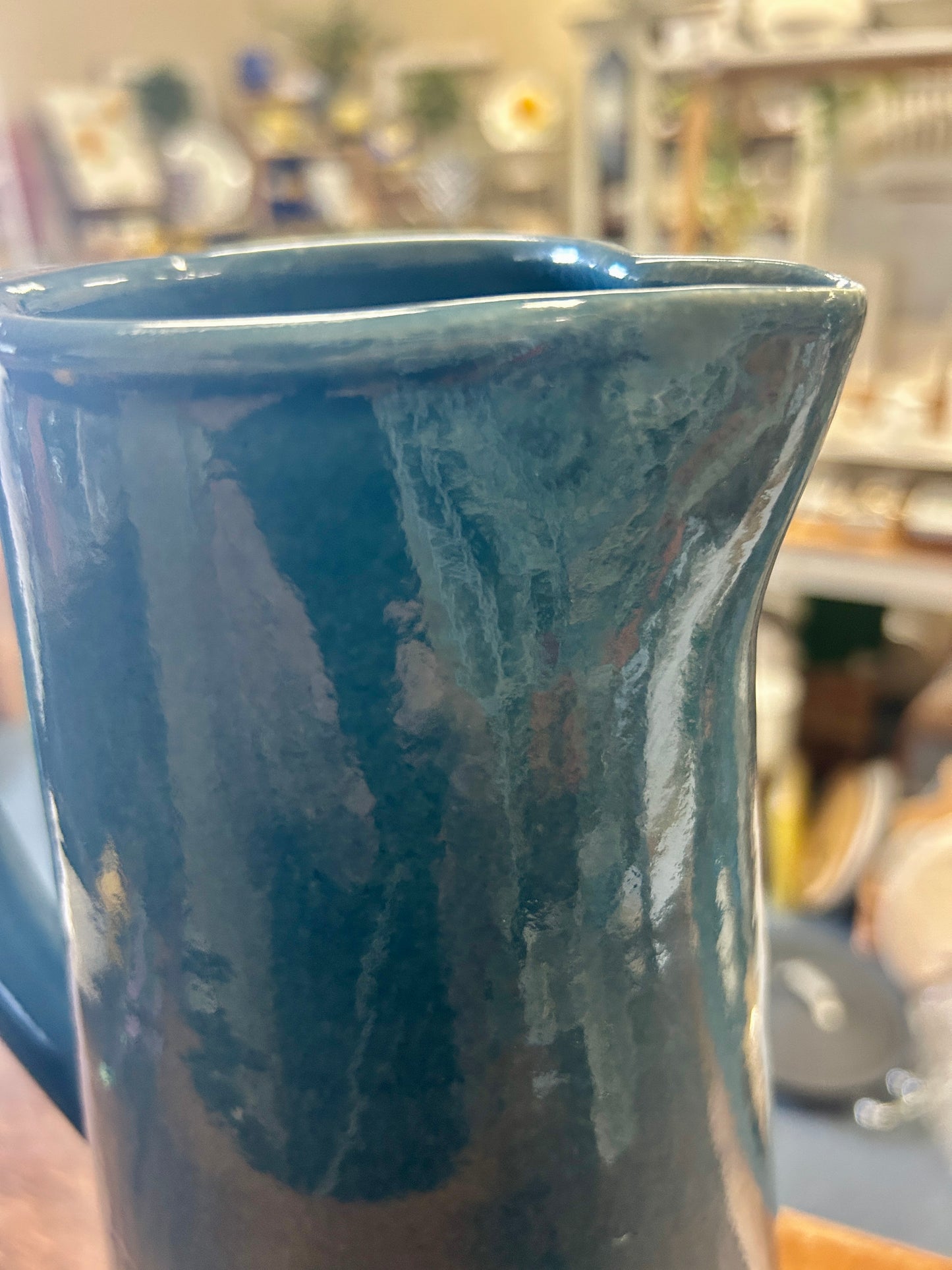 New York Stoneware Stoneware Blue Pitcher, 11"
