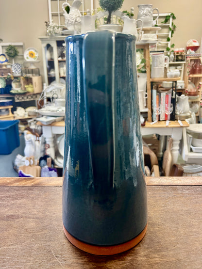 New York Stoneware Stoneware Blue Pitcher, 11"