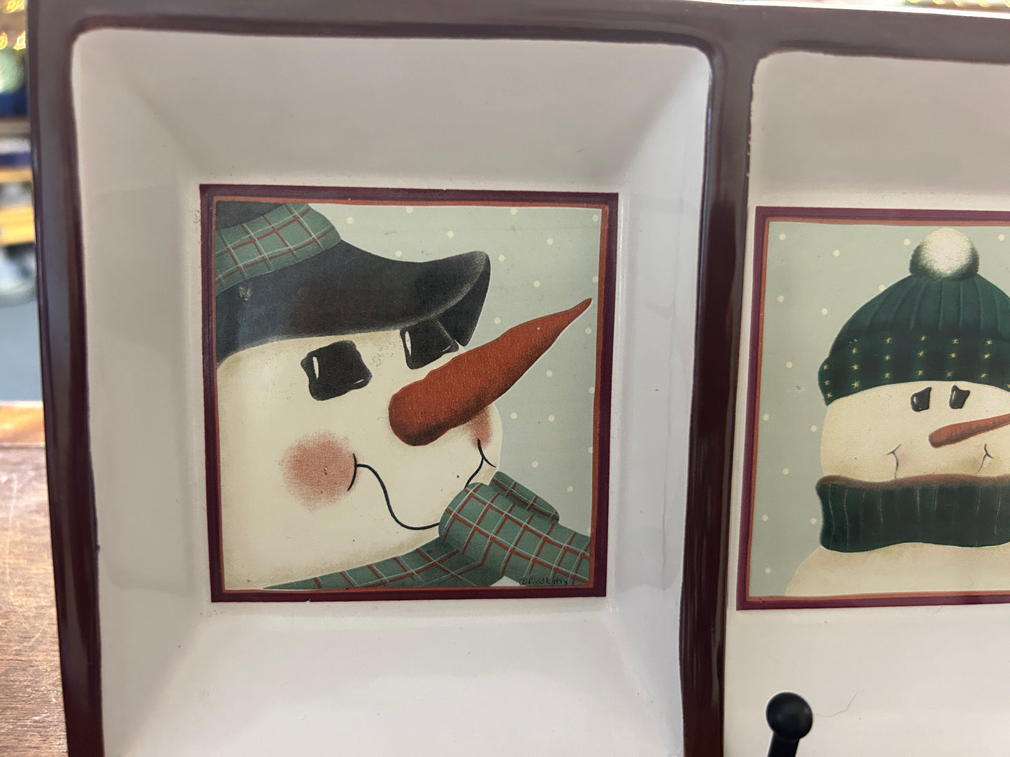 Red Green White Nantucket Snowman 3 Section, 14"