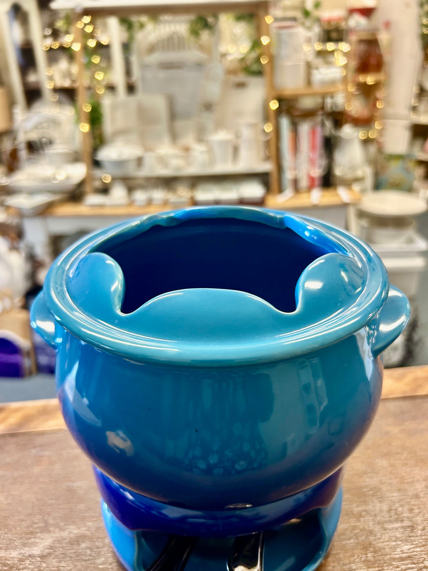 Tabletops Gallery Ombre Blue Fondue Pot, 7 1/2"