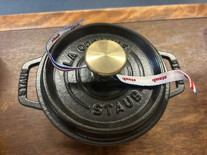 Staub NEW Black .75 QT Round France, .75 QT
