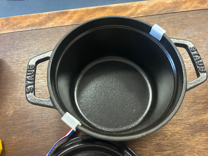 Staub NEW Black .75 QT Round France, .75 QT