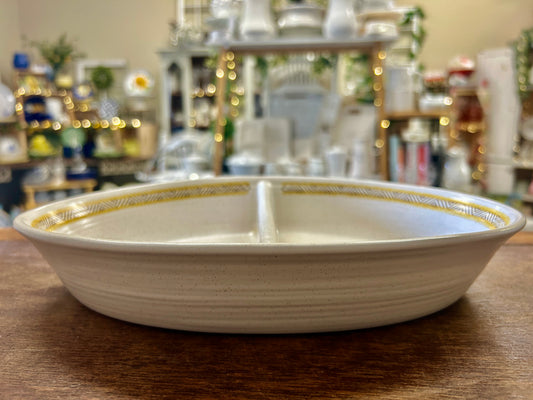 Yellow Franciscan Hacienda Gold Divided Bowl, 11"