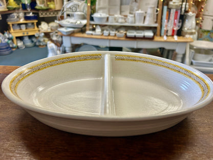 Yellow Franciscan Hacienda Gold Divided Bowl, 11"