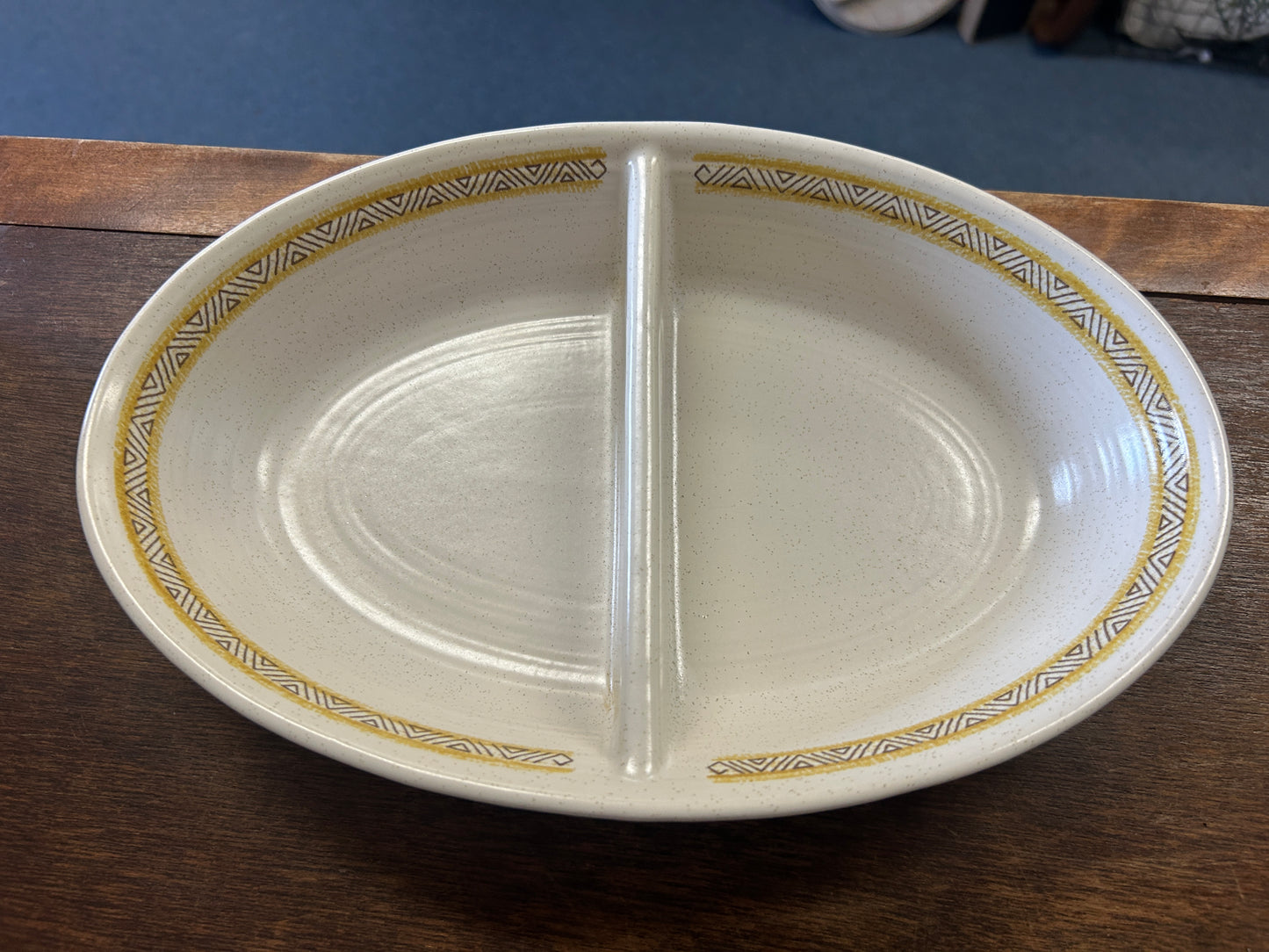 Yellow Franciscan Hacienda Gold Divided Bowl, 11"