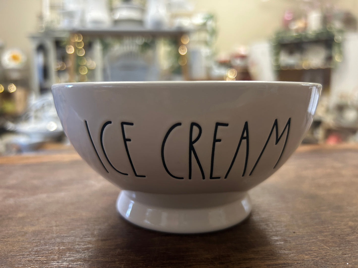 White Rae Dunn ICE CREAM Footed Bowl, 5 3/4"