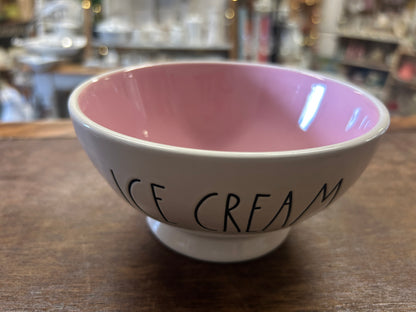 White Rae Dunn ICE CREAM Footed Bowl, 5 3/4"
