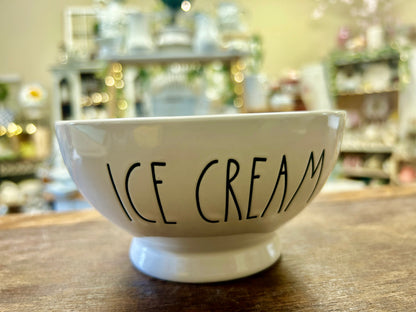 White Rae Dunn ICE CREAM Footed Bowl, 5 3/4"