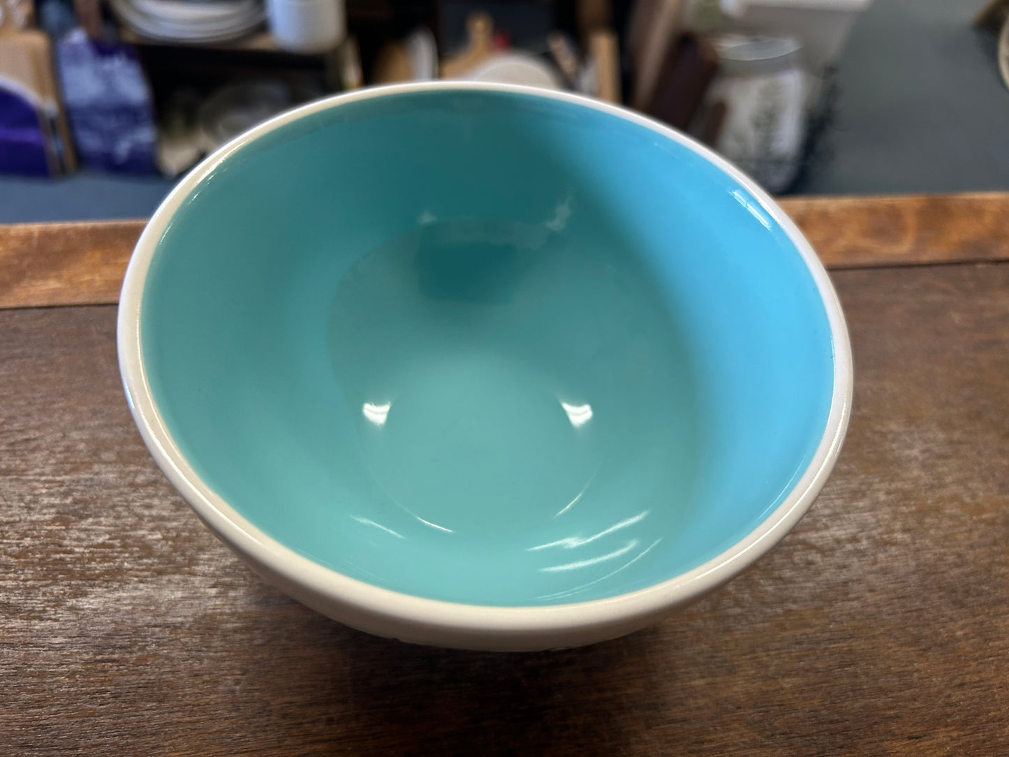 White Rae Dunn ICE CREAM Footed Bowl, 5 3/4"