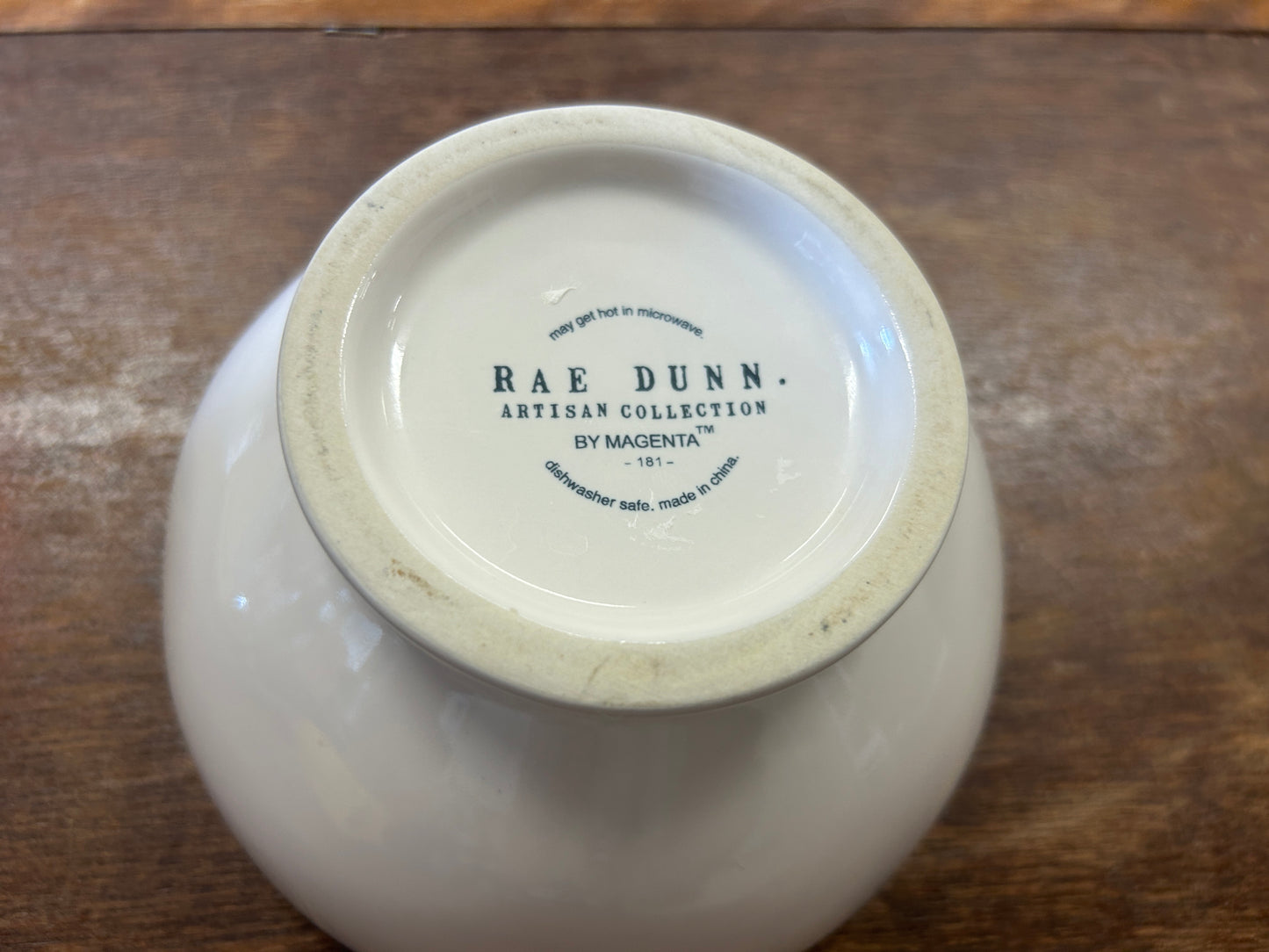 White Rae Dunn ICE CREAM Footed Bowl, 5 3/4"