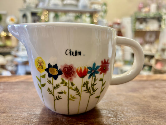 Multicolor Rae Dunn CREAM Flowers Creamer, 6 1/2"