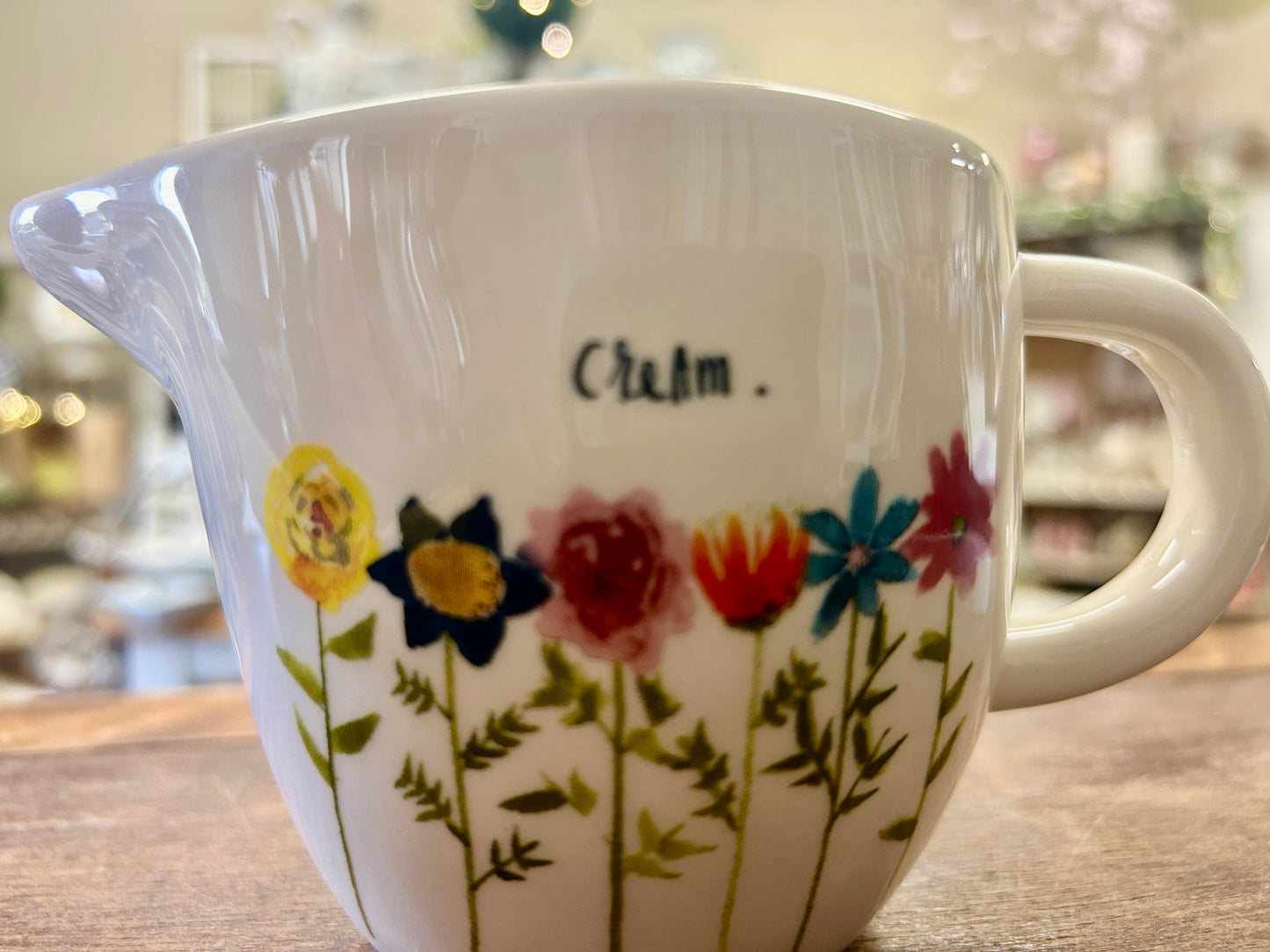 Multicolor Rae Dunn CREAM Flowers Creamer, 6 1/2"