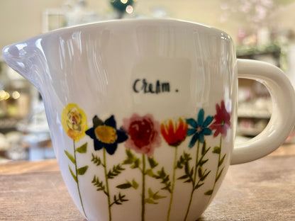 Multicolor Rae Dunn CREAM Flowers Creamer, 6 1/2"