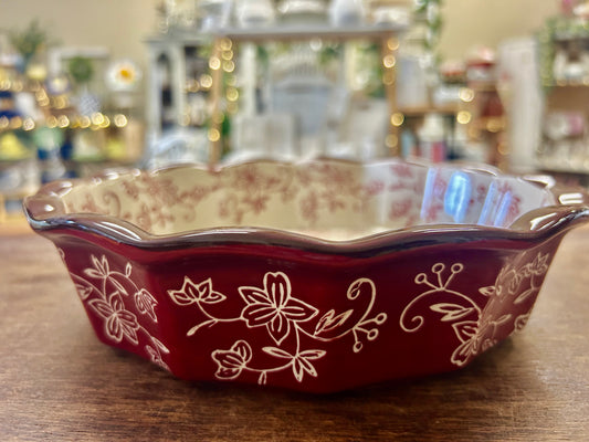 Cranberry Temptations Floral Lace Pie Plate, 9"