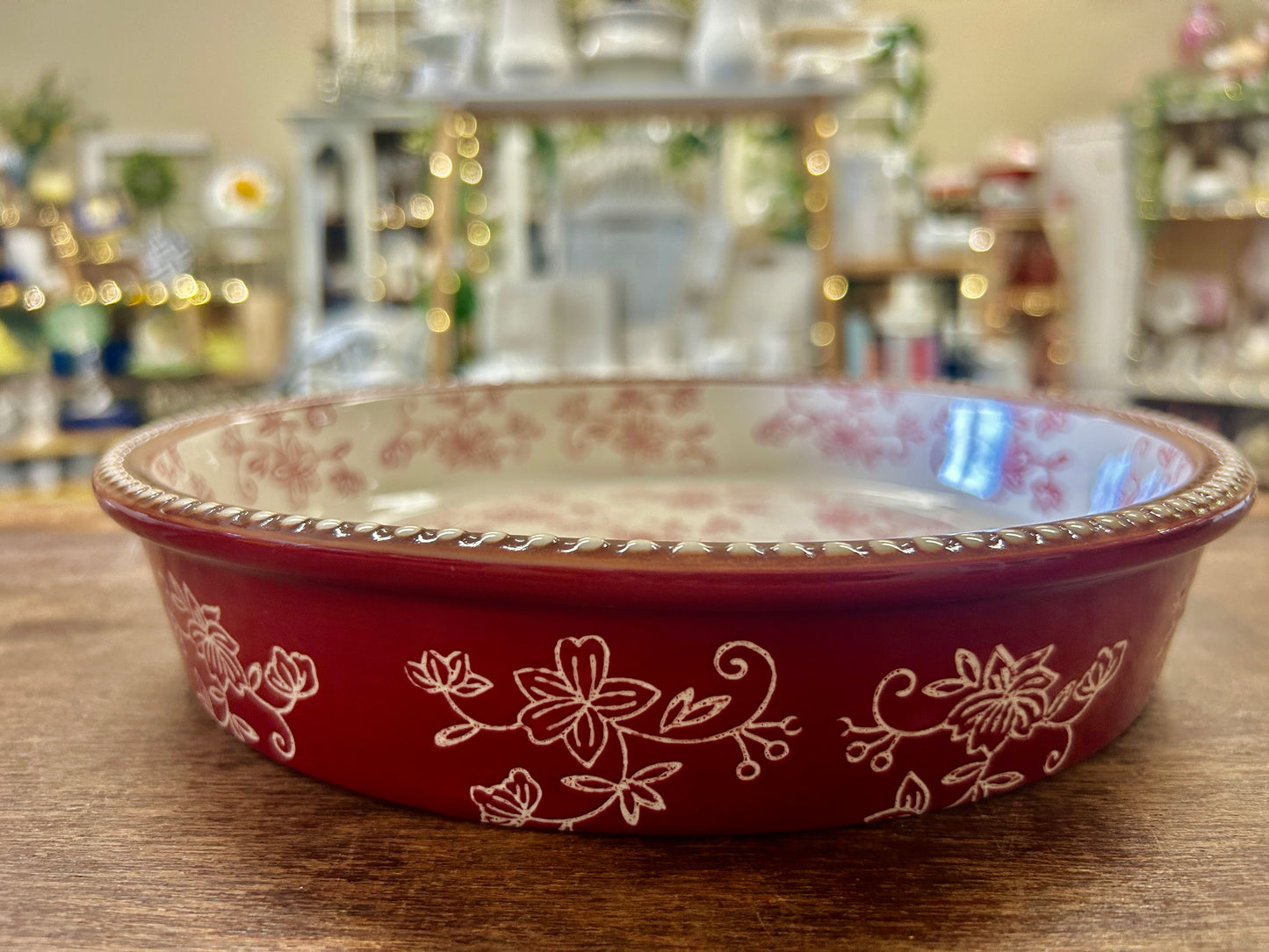 Cranberry Temptations Floral Lace 9" Round Baker, 9"
