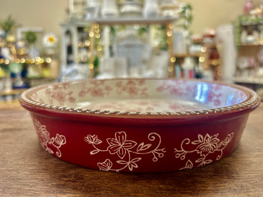 Cranberry Temptations Floral Lace 9" Round Baker, 9"